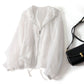 Lightweight Breathable Sun Protection Clothing Women's Spring Loose Top Trendy Hooded Drawstring Thin Coat