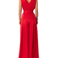 Solid Color And V-neck High Waist Wide Leg Jumpsuit