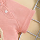 Rainbow Waffle Four-color Side Button Short Sleeve Baby Bodysuit Shorts Suit