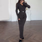 Long Sleeve Knitted Temperament High Waist Sheath Long Skirt