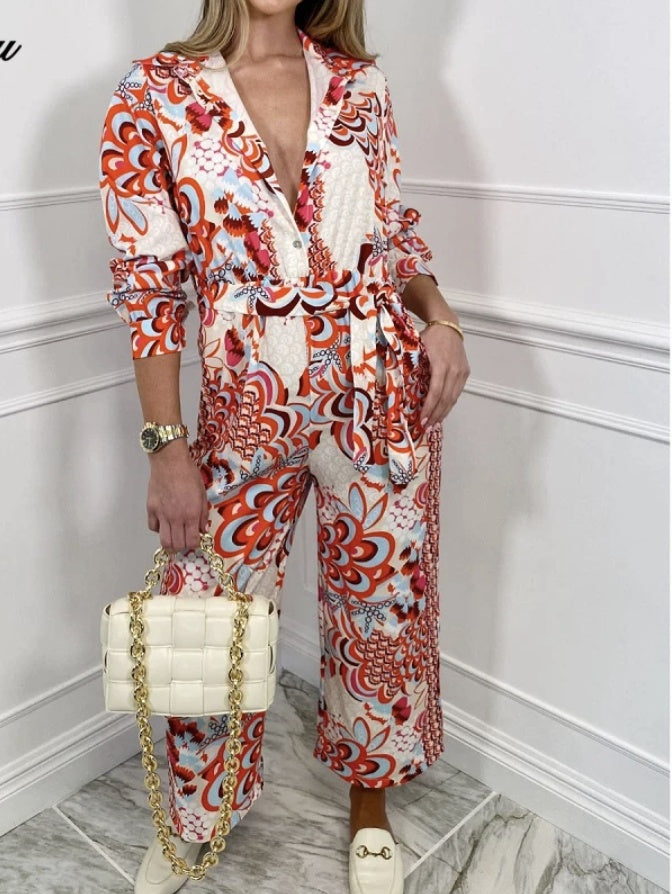 Spring And Summer New Casual Women's Printed Jumpsuit