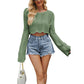 Acrylic Women's Sweater Solid Color Hollow Wave Pattern Short