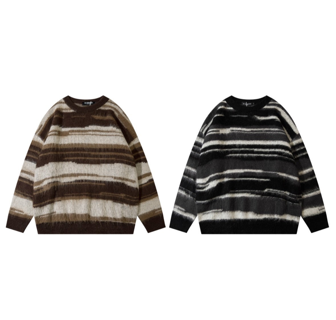 Pull rayé noir et blanc style hip-hop rétro pour femme