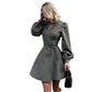 Women's Elegant Simple V-neck Slim Tie-waist Dress