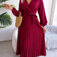 Temperament Dress Bohemian Ethnic Style Cross V-neck Pleated Skirt