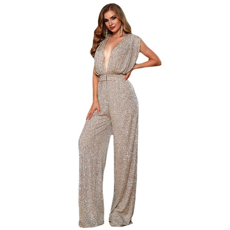 Summer Waist Sequined Jumpsuit