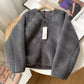 V-Neck Zipper Lamb Fleece Warm Short Coat