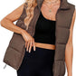 Gilet sans manches en coton rembourré thermique à col montant pour femme