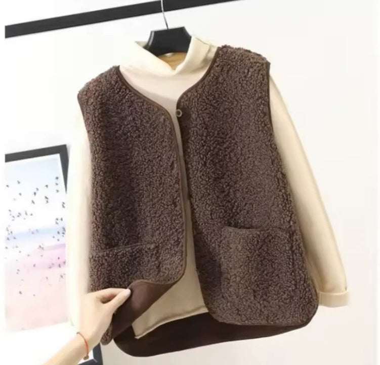 Gilet en peluche polyvalent pour l'automne et l'hiver