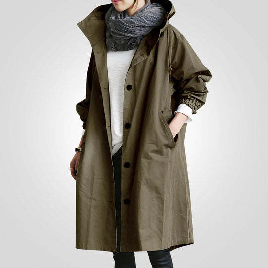 Women's Medium And Long Style Small Man Temperament Waist Closing Long Sleeve Coat