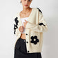 Women's V-neck Three-dimensional Applique Thin Floral Knitwear Jacket