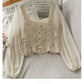Women's Chiffon Panel Puff Long Sleeve Top