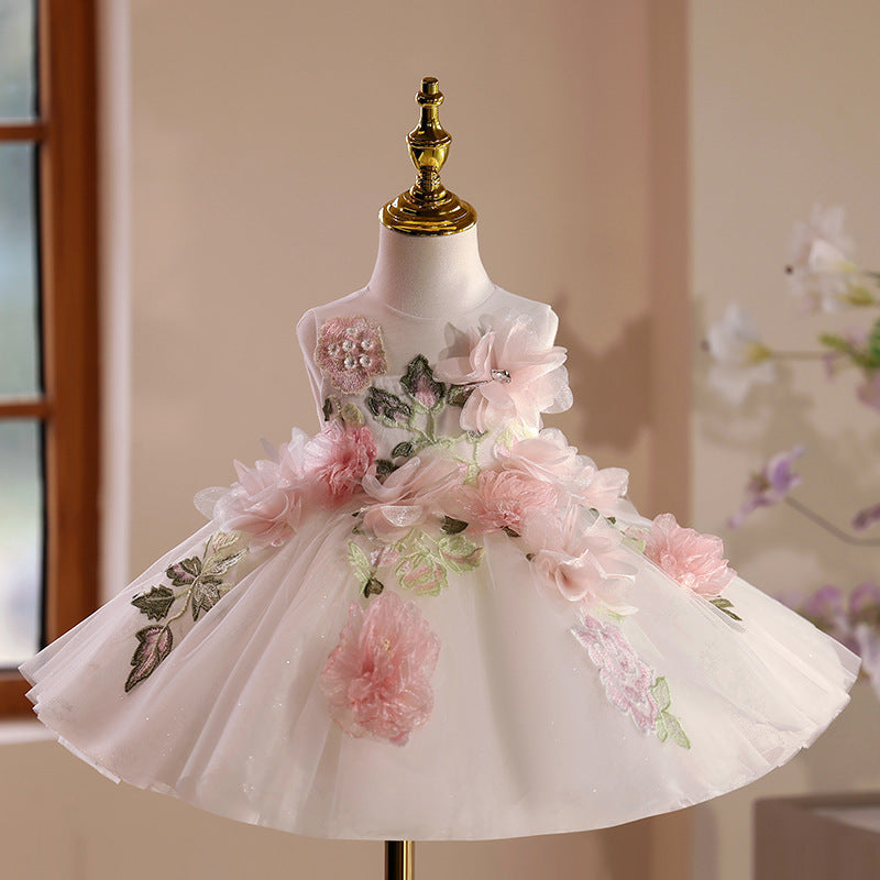 Girl's Dress Mori Style Birthday Flower Girl Little Host Piano Performance Costume