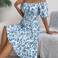Robe à volants et col carré fleuri pour femme