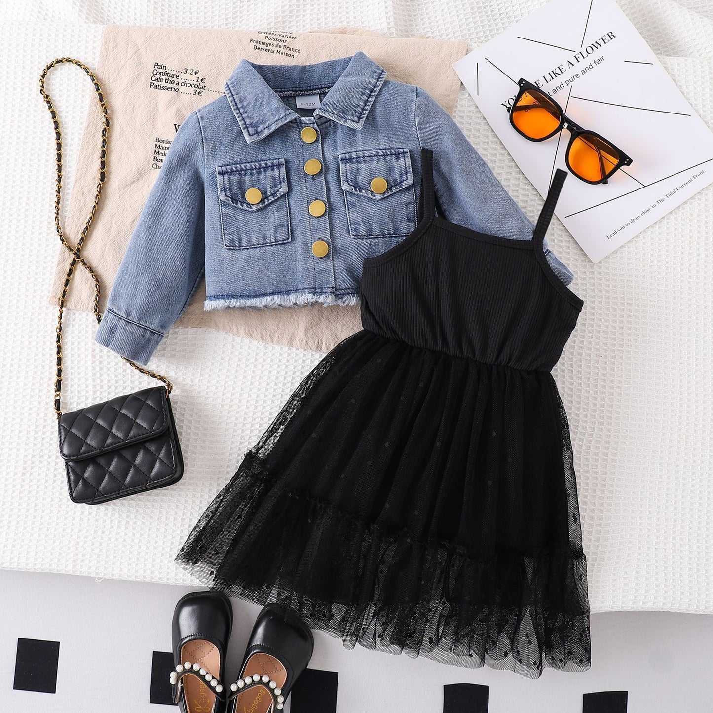 Spring And Autumn Children's Fashion Gauze Skirt Set