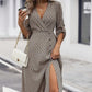 Women's V-neck Split Print Dress