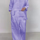 Round Neck Satin Layered Design Blouse Wide Leg Pants Suit