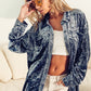 Women's Fashion Long Sleeve Polo Collar Solid Color Loose Shirt