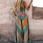 European And American Retro Pattern Short Overall Dress Set