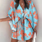 Women's V-Neck Tie Printed Beach Dress