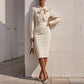 Autumn Fashion Elegant Solid-Color Waist-Cinching Dress With Bow Accent