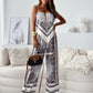 Printing Spaghetti Straps Chest Wrap Positioning Colorful Pants Suit Two-piece Set