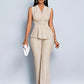 Elegant V-neck Top And Wide-leg Pants Two-piece Set For Women