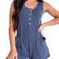 Contrast Color Striped Sleeveless Vest Jumpsuit