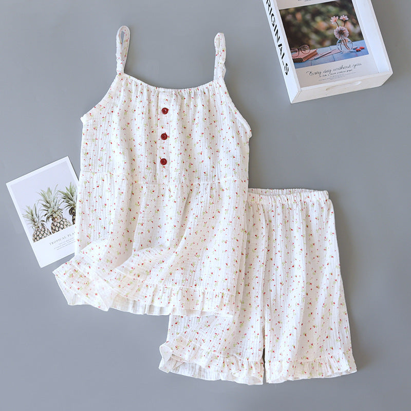 Women's Gauze Shorts Household Clothing Loose Set