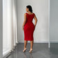 New High-waisted, Body-hugging Red Slip Dress