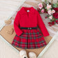 Autumn And Winter Girls Suit Medium And Small Long Sleeve Pleated Skirt
