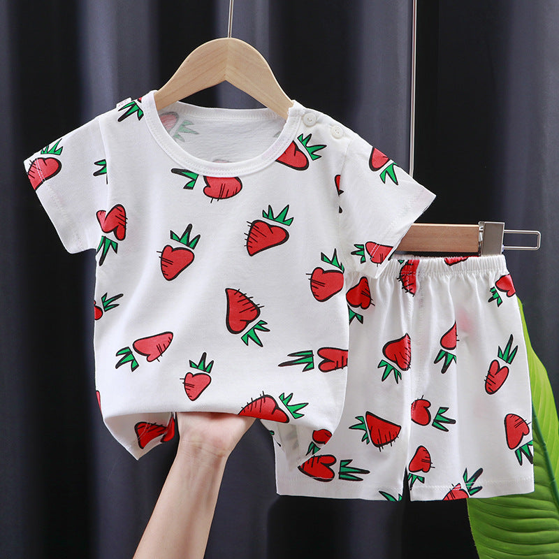 Ensemble t-shirt d'été à manches courtes pour enfant en pur coton