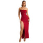 Personality Sequins Pure Color Tube-top Split Dress