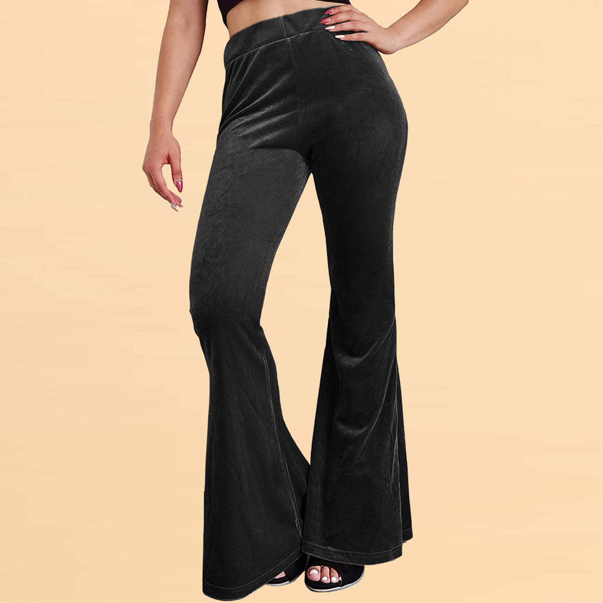 Pantalon en velours à pattes d'éléphant décontracté pour femme