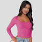 Slimming Slim Lace Stitching Top U-neck Bottoming Shirt
