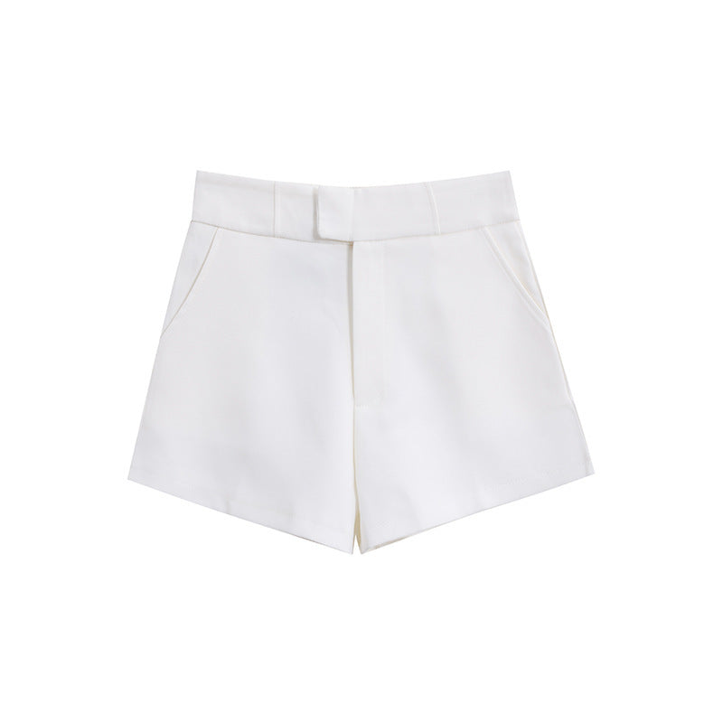 Short de costume taille haute pour femme, coupe trapèze