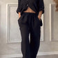 Ensemble deux pièces à lacets et pantalon large pour femme
