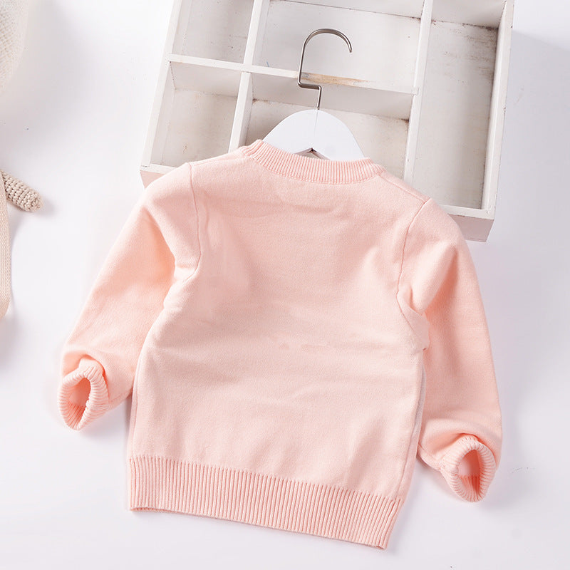 Love Cat Round Neck Cotton Double Layer Warm Sweater
