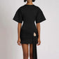 Fitted Half-sleeve Dress With A Tie Ruffles And A Cinched Waist