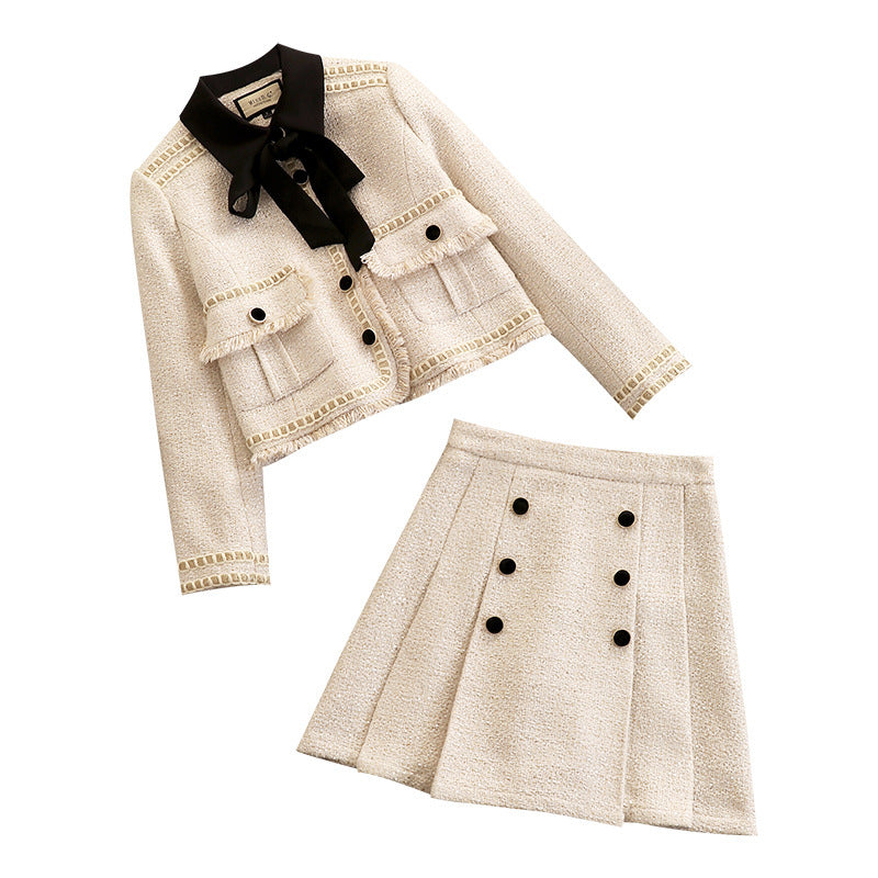 Age-reducing Fried Street Net Red Skirt Two-piece Winter