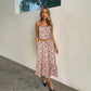 Sling Midriff Outfit Floral Top Dress Suit