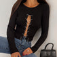 Women's Fashion Hollow Diamond Chain Jersey Top