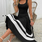 Black And White Long Dress With A Crossover Back