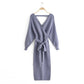 Women's Fashion Series Belt Waist Slit Dress