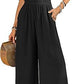Neck-gathered Bodysuit With Casual Wide-leg Pants