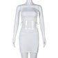 Elastic Bust Wrap Top And Short Skirt Set With Drawstring