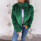 Veste en peluche à col montant tendance pour femme, manteau d'hiver décontracté à col roulé et fermeture éclair, polaire