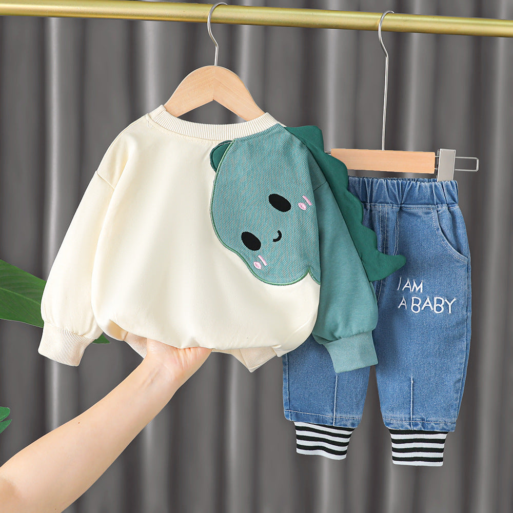Children's Cute Printed Sweater Long-sleeved Suit