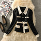 Women's Temperament Contrast Color Lapel Long Sleeve Top