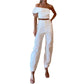 Pantalon skinny court à épaules dénudées et poches pour femme